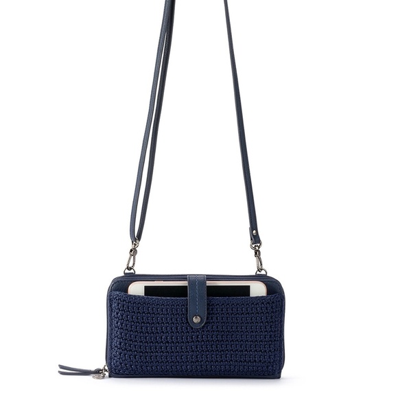 THE SAK Iris Smartphone Crossbody Navy Blue Crochet Purse Shoulder Bag Handbag - Picture 13 of 14